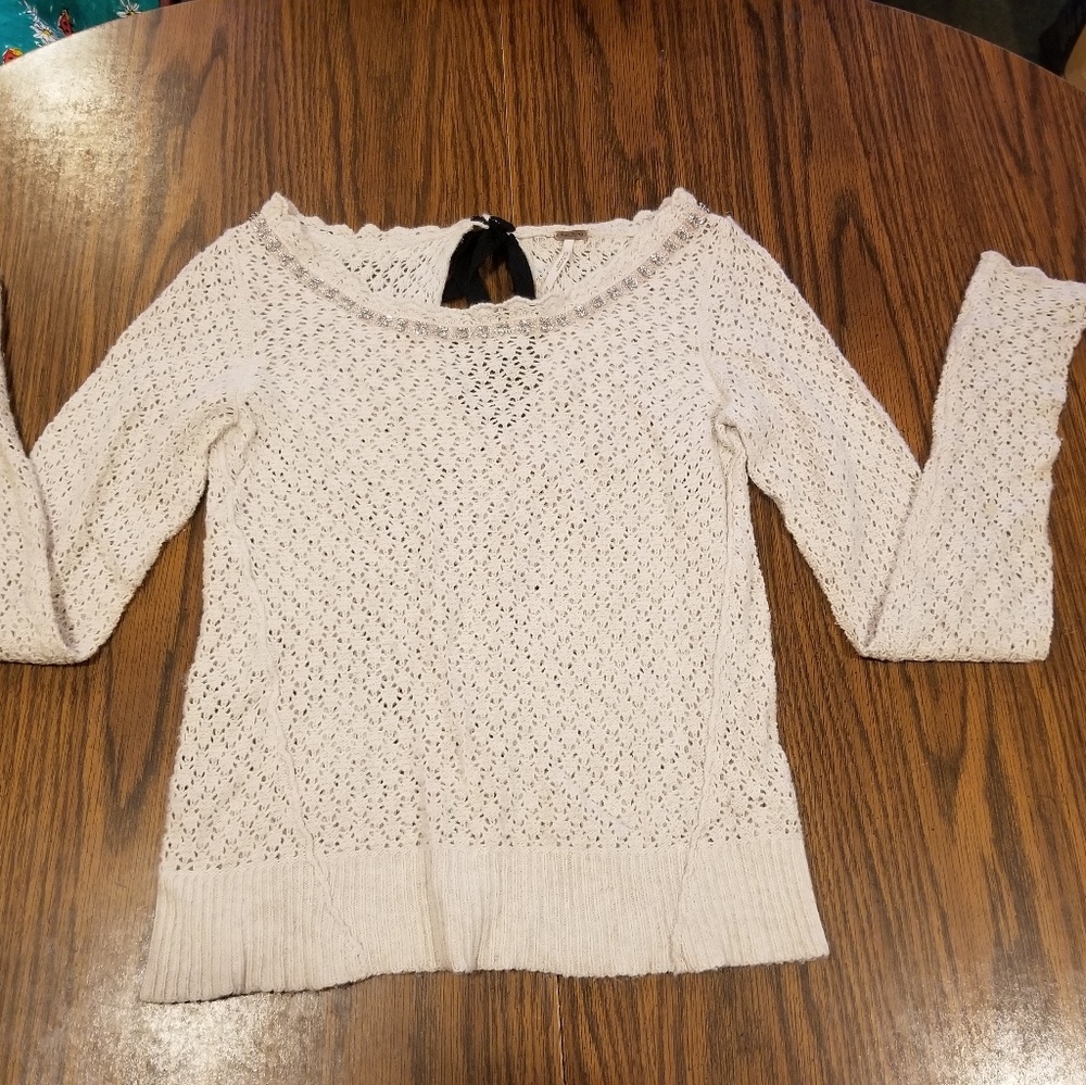 Free People Crocheted Sheer Sweater Size XS